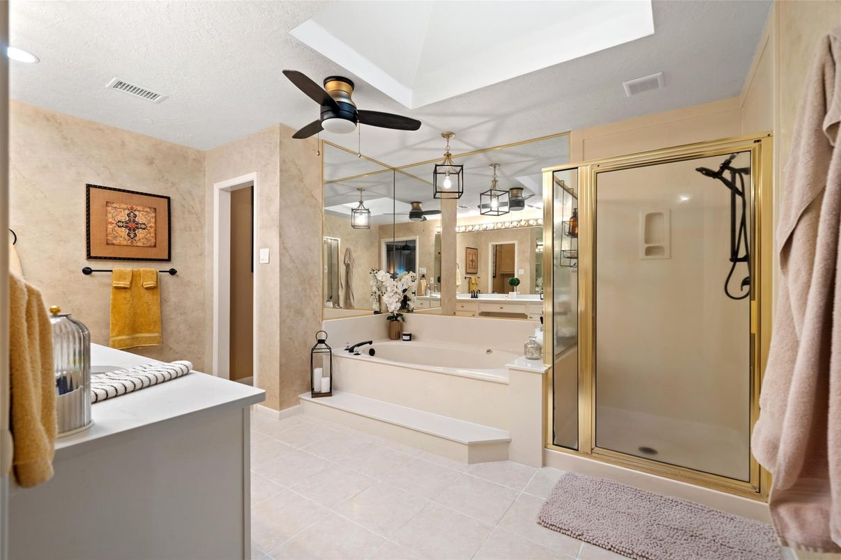 Bathroom, Glass Shower, Interior, Recessed Lighting