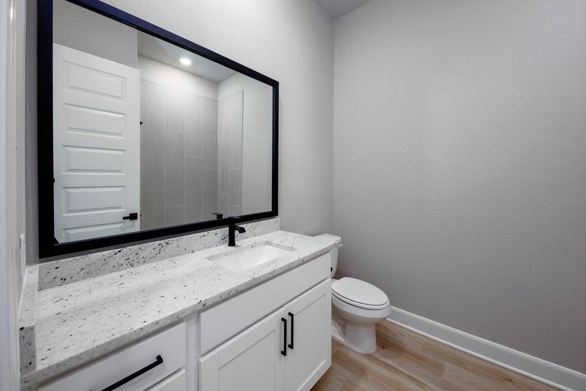 Bathroom, Interior, Recessed Lighting, Wood Texture Flooring
