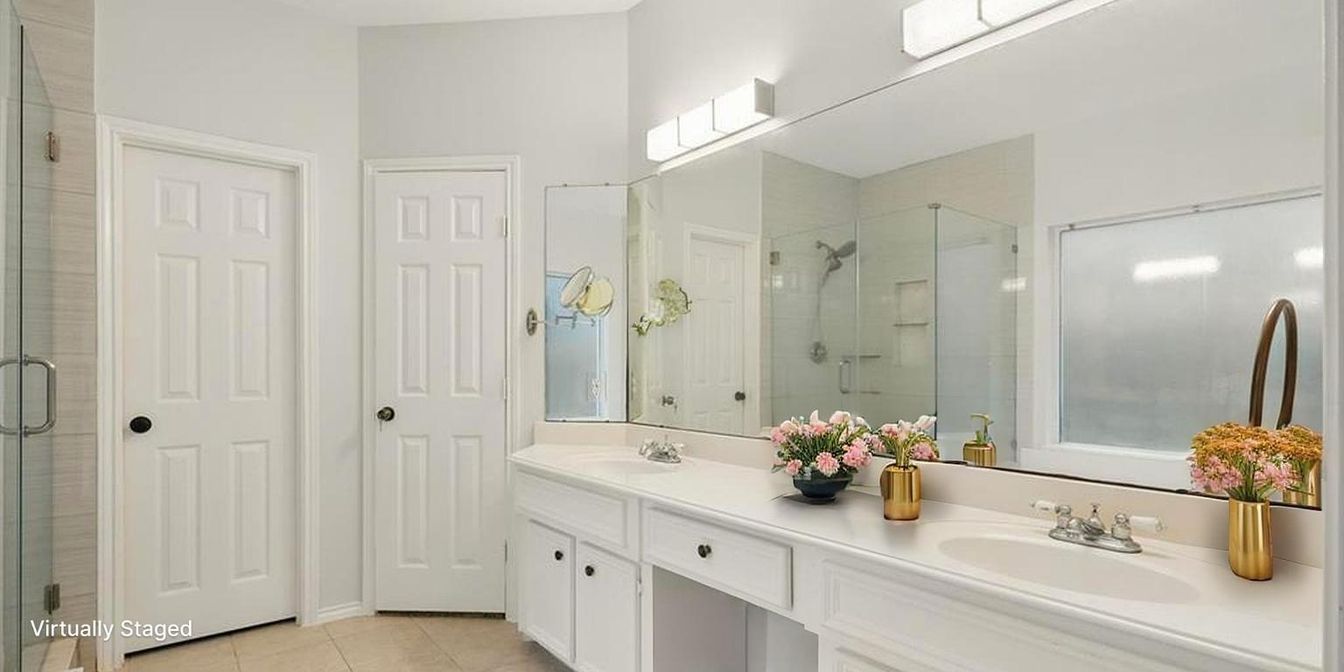 Bathroom, Dual Sink Vanities, Glass Shower, Interior