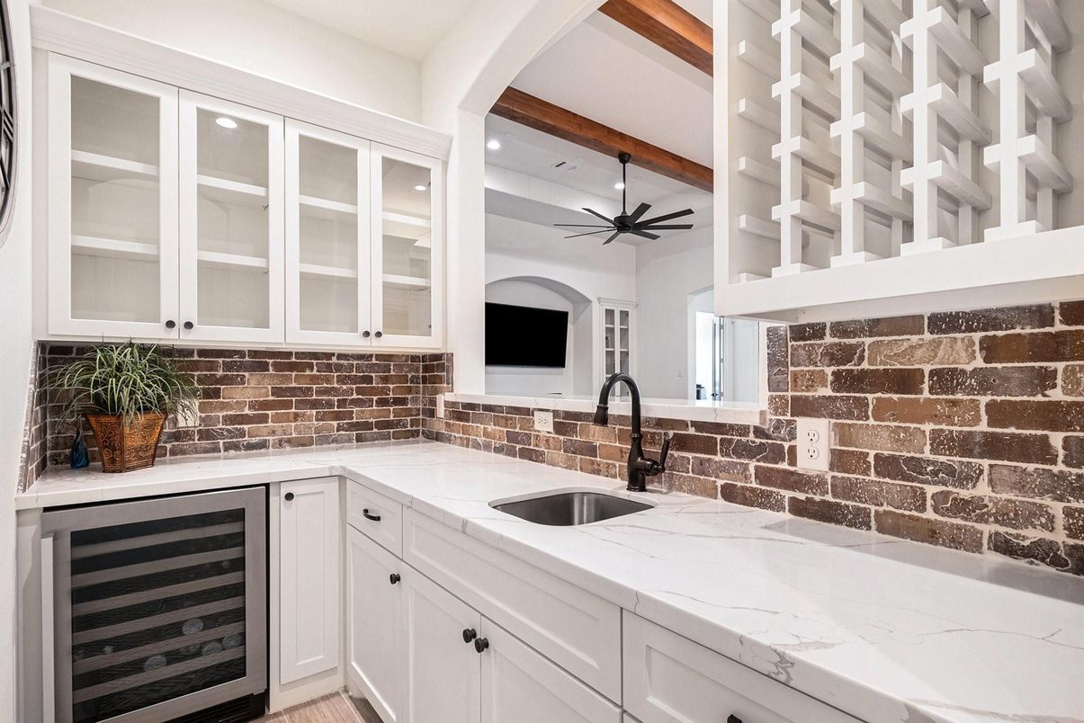 Interior, Kitchen, Recessed Lighting, Stone Walls, Wooden Beams