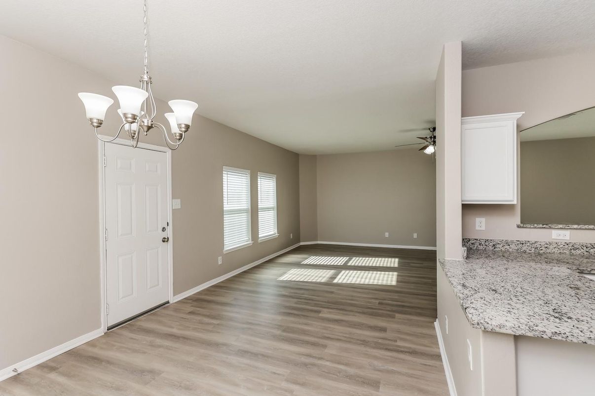 Chandelier, Empty room, Interior, Wood Texture Flooring