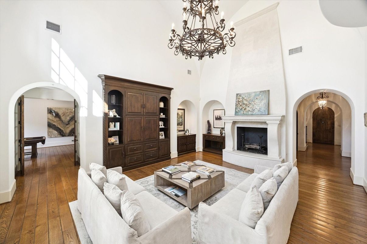 Chandelier, Fireplace, Interior, Living room, Wood Texture Flooring