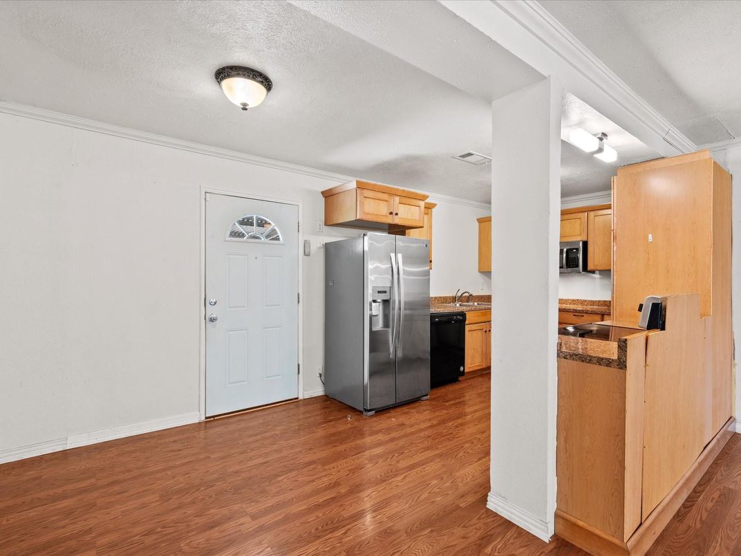 Interior, Kitchen, Stainless Steel Appliances, Wood Texture Flooring