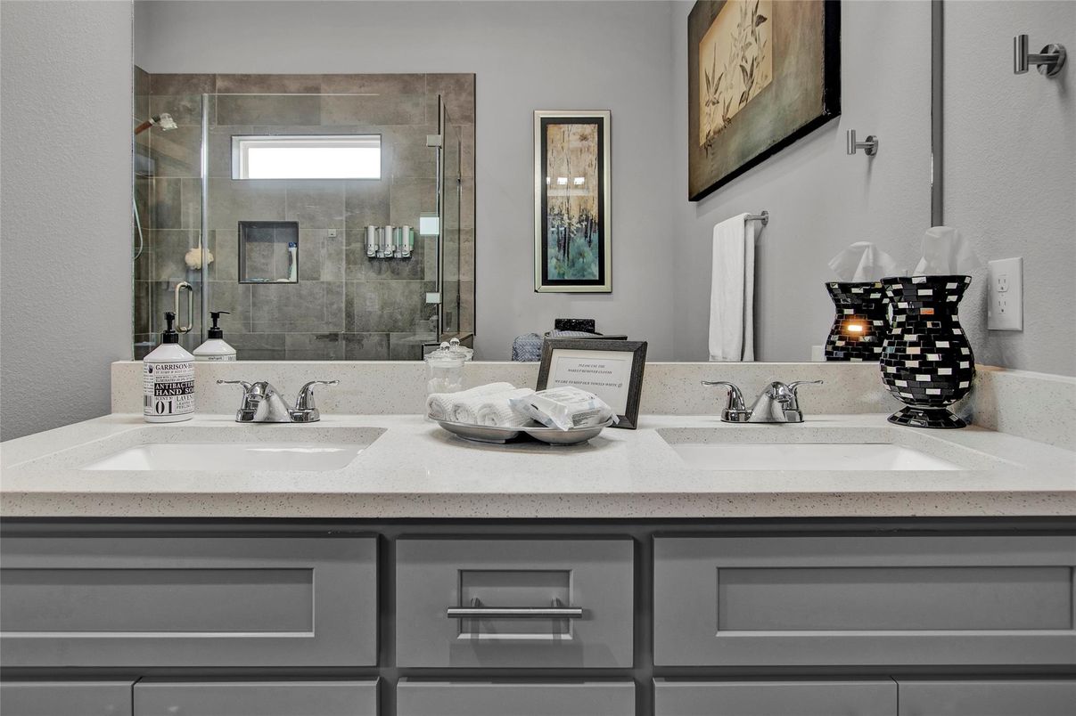 Bathroom, Dual Sink Vanities, Glass Shower, Interior