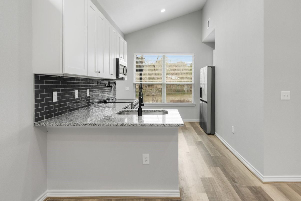 Interior, Kitchen, Recessed Lighting, Wood Texture Flooring