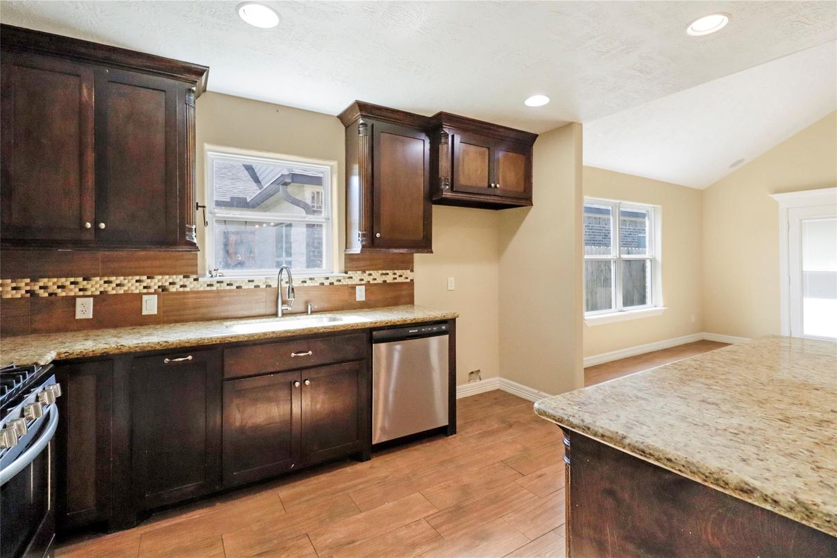 Interior, Kitchen, Recessed Lighting, Wood Texture Flooring