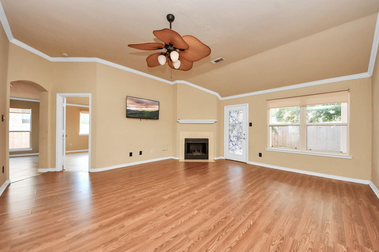 Empty room, Fireplace, Interior, Wood Texture Flooring