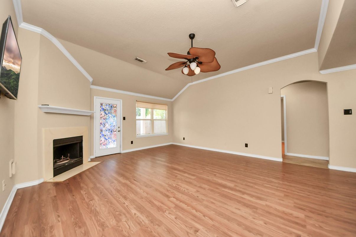 Empty room, Fireplace, Interior, Wood Texture Flooring