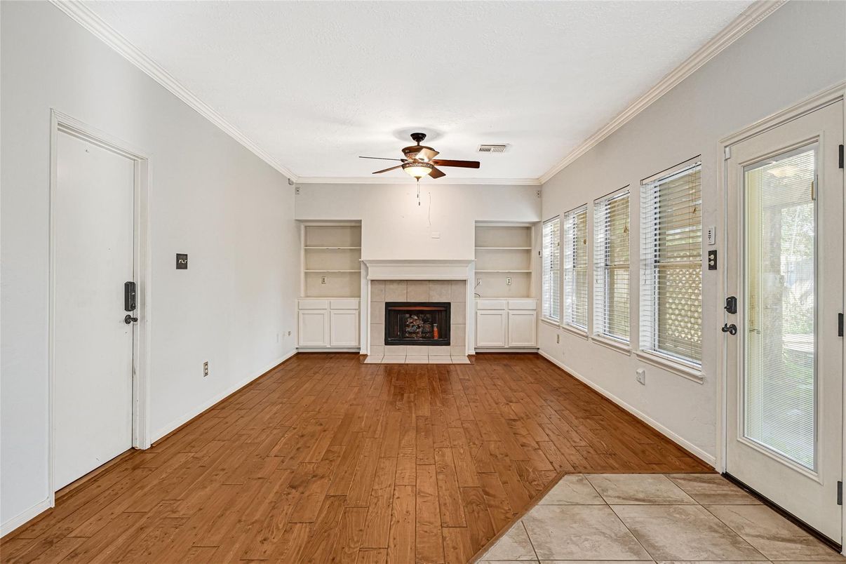 Empty room, Fireplace, Interior, Wood Texture Flooring