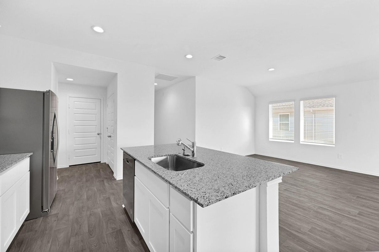 Interior, Kitchen, Recessed Lighting, Wood Texture Flooring