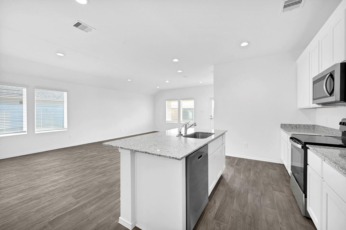 Interior, Kitchen, Recessed Lighting, Wood Texture Flooring