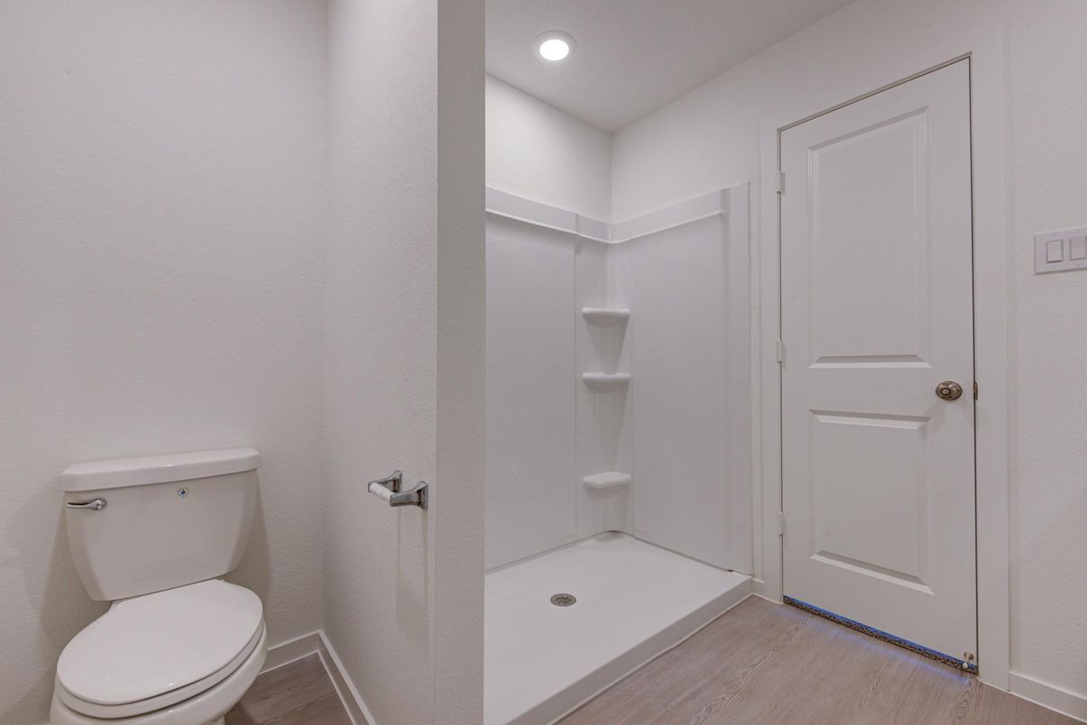 Bathroom, Interior, Recessed Lighting, Wood Texture Flooring