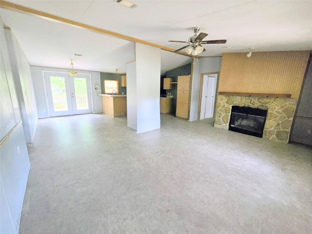 Empty room, Fireplace, Interior, Pendant Lights