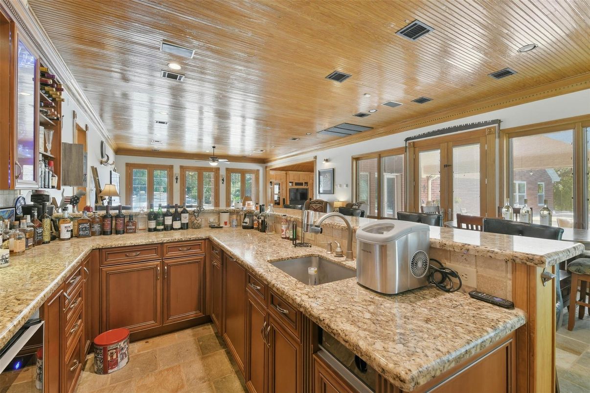 Interior, Kitchen, Recessed Lighting, Wooden Ceilings