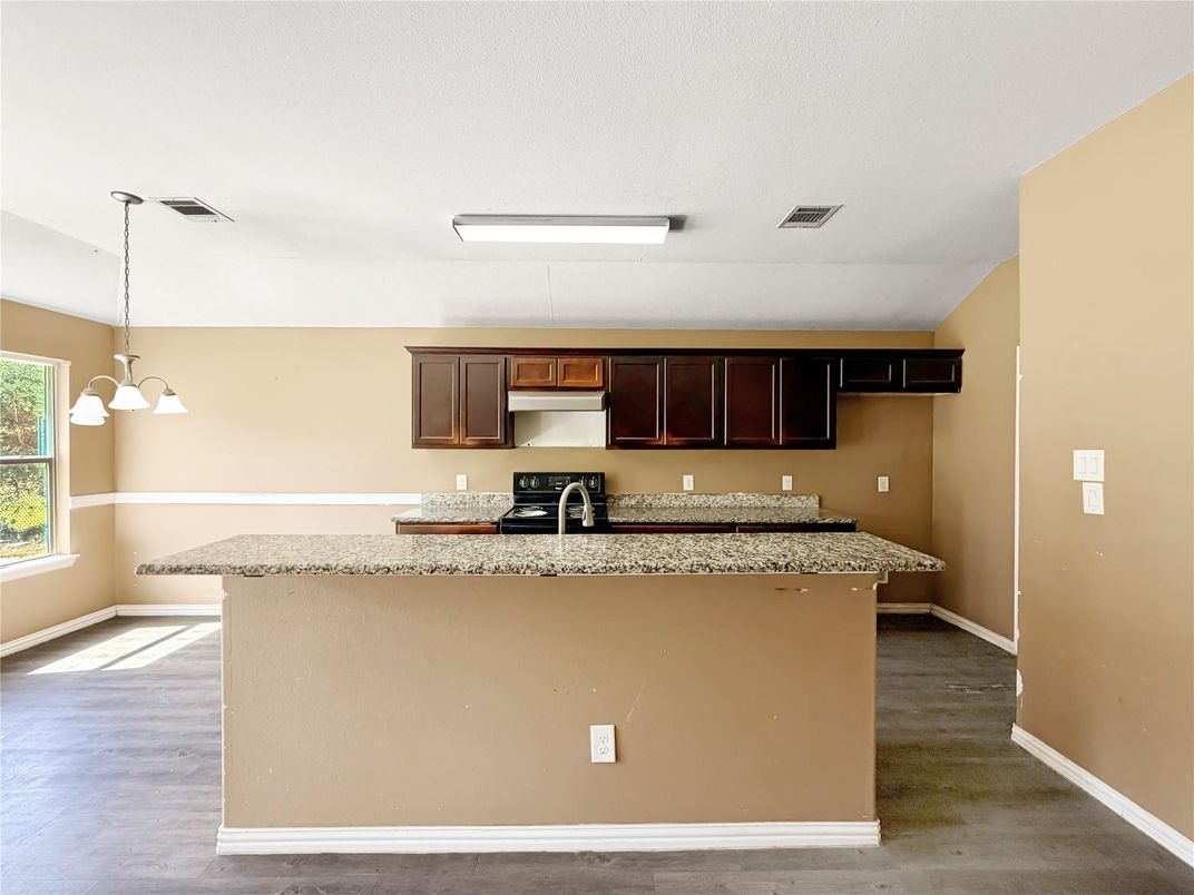 Interior, Kitchen, Pendant Lights, Wood Texture Flooring