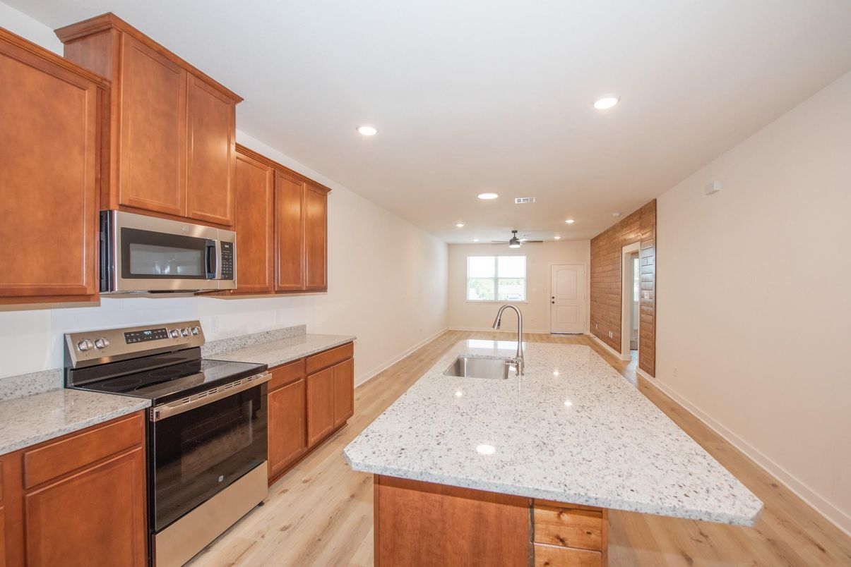 Interior, Kitchen, Recessed Lighting, Wood Texture Flooring