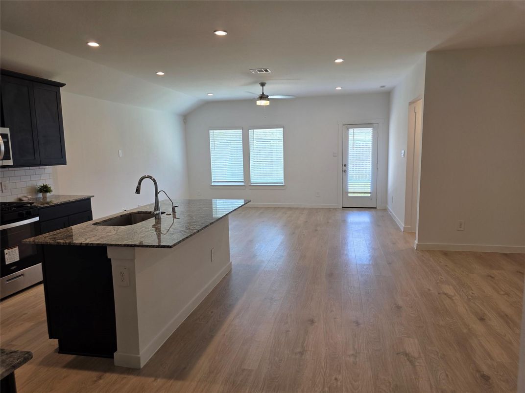 Interior, Kitchen, Recessed Lighting, Wood Texture Flooring
