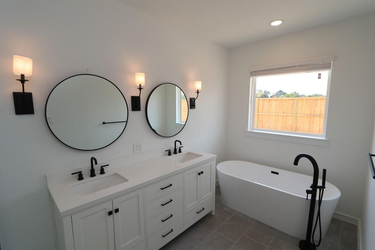 Bathroom, Dual Sink Vanities, Free Standing Baths, Interior, Recessed Lighting