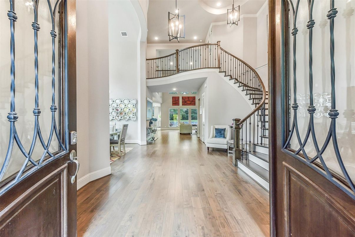 Chandelier, Interior, Pendant Lights, Recessed Lighting, Wood Texture Flooring