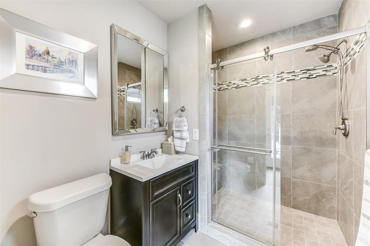 Bathroom, Glass Shower, Interior, Recessed Lighting