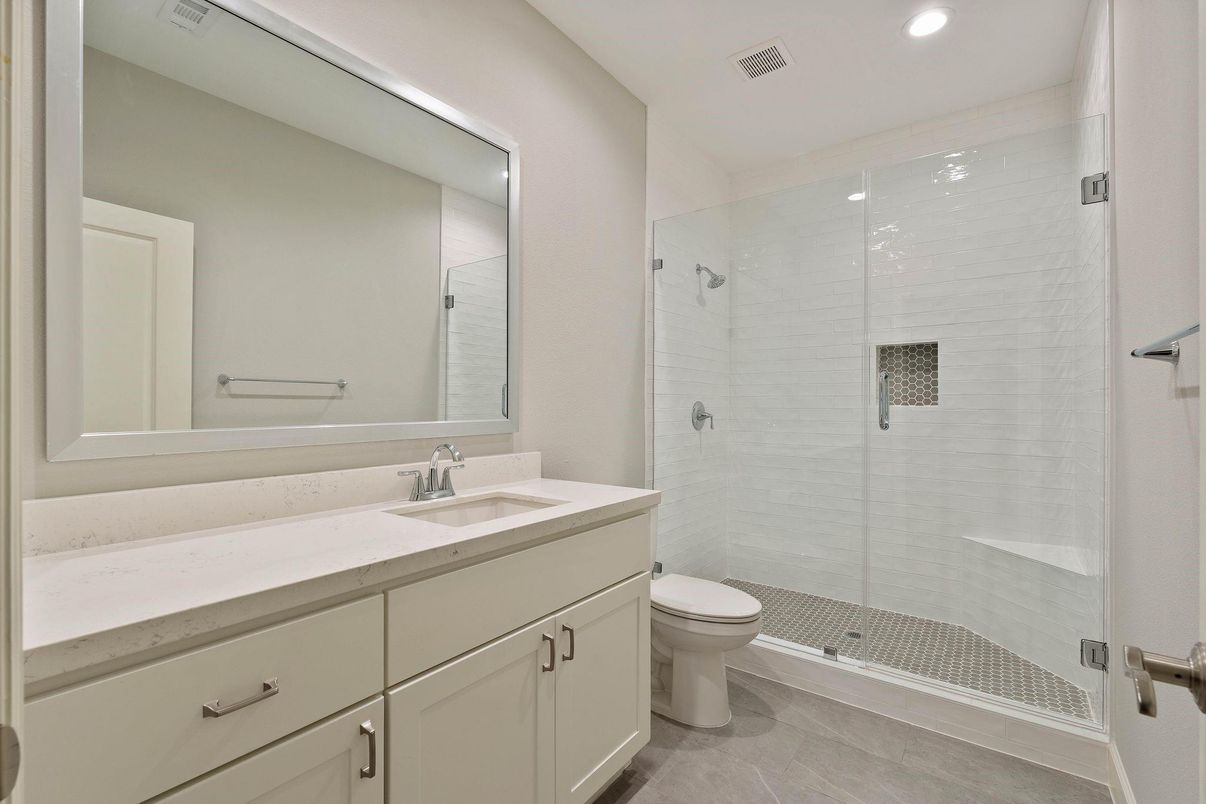 Bathroom, Glass Shower, Interior, Recessed Lighting