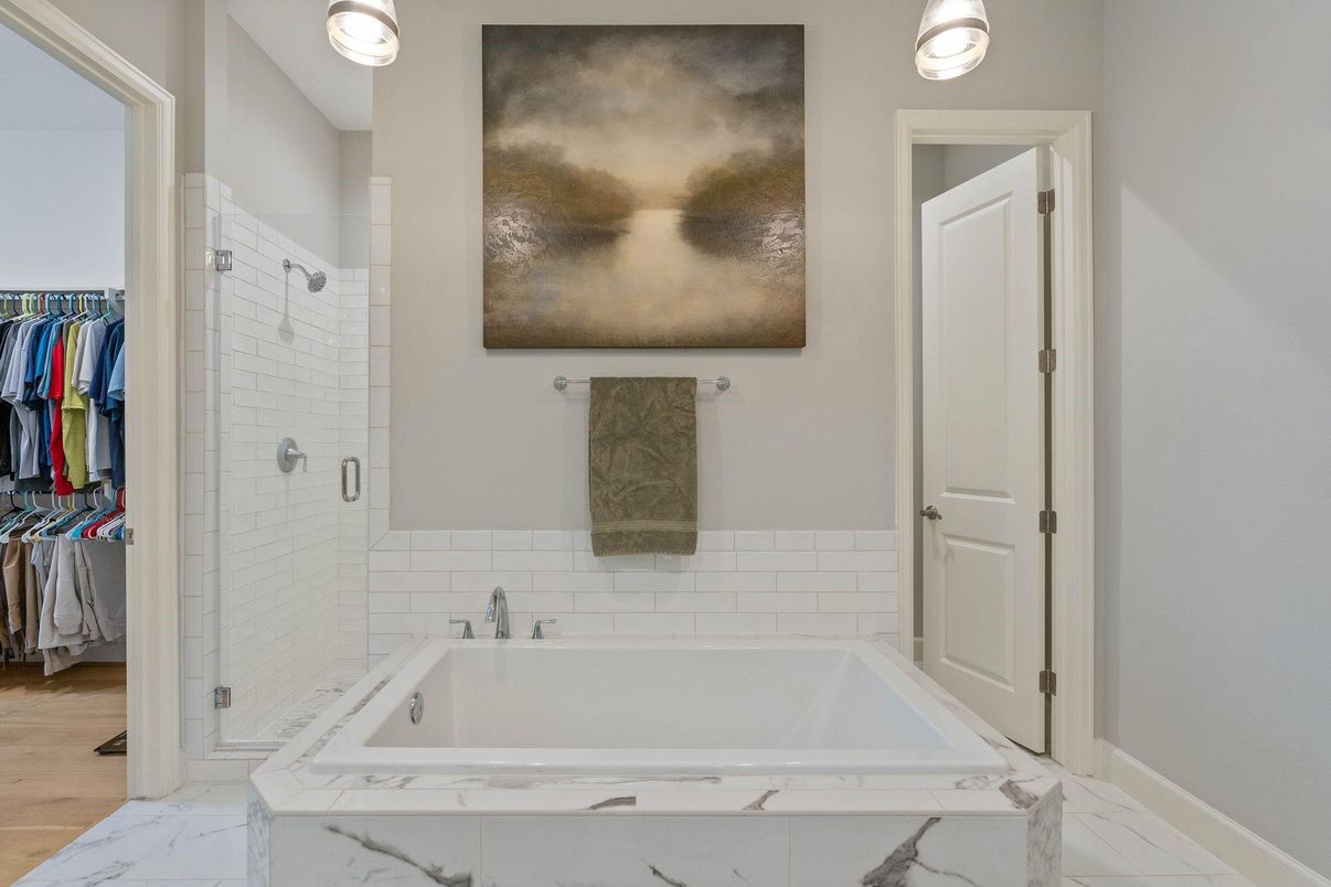 Bathroom, Interior, Marble, Walk-in Closets, Wood Texture Flooring