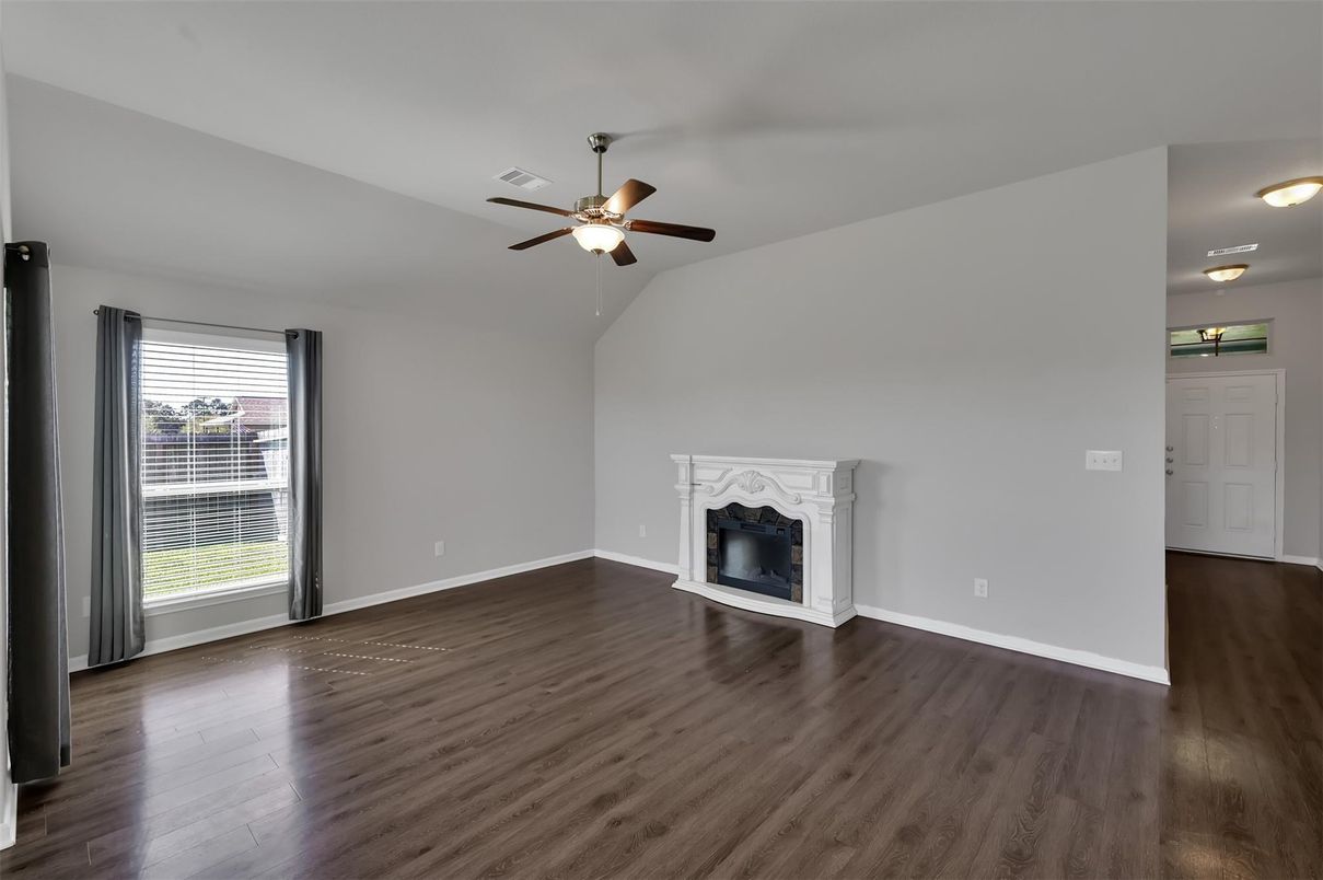 Empty room, Fireplace, Interior, Wood Texture Flooring