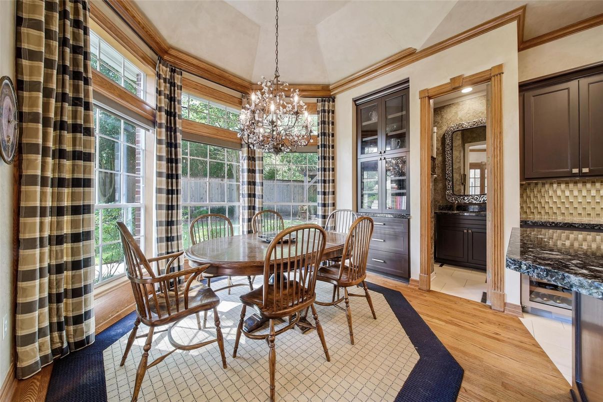 Chandelier, Dining room, Interior, Wood Texture Flooring