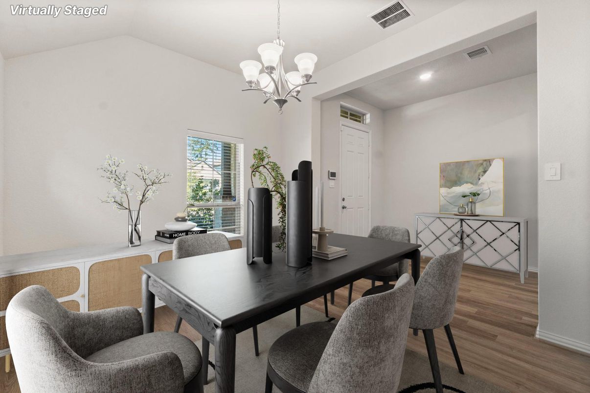 Chandelier, Dining room, Interior, Recessed Lighting, Wood Texture Flooring