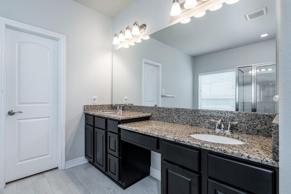 Bathroom, Dual Sink Vanities, Glass Shower, Interior, Recessed Lighting