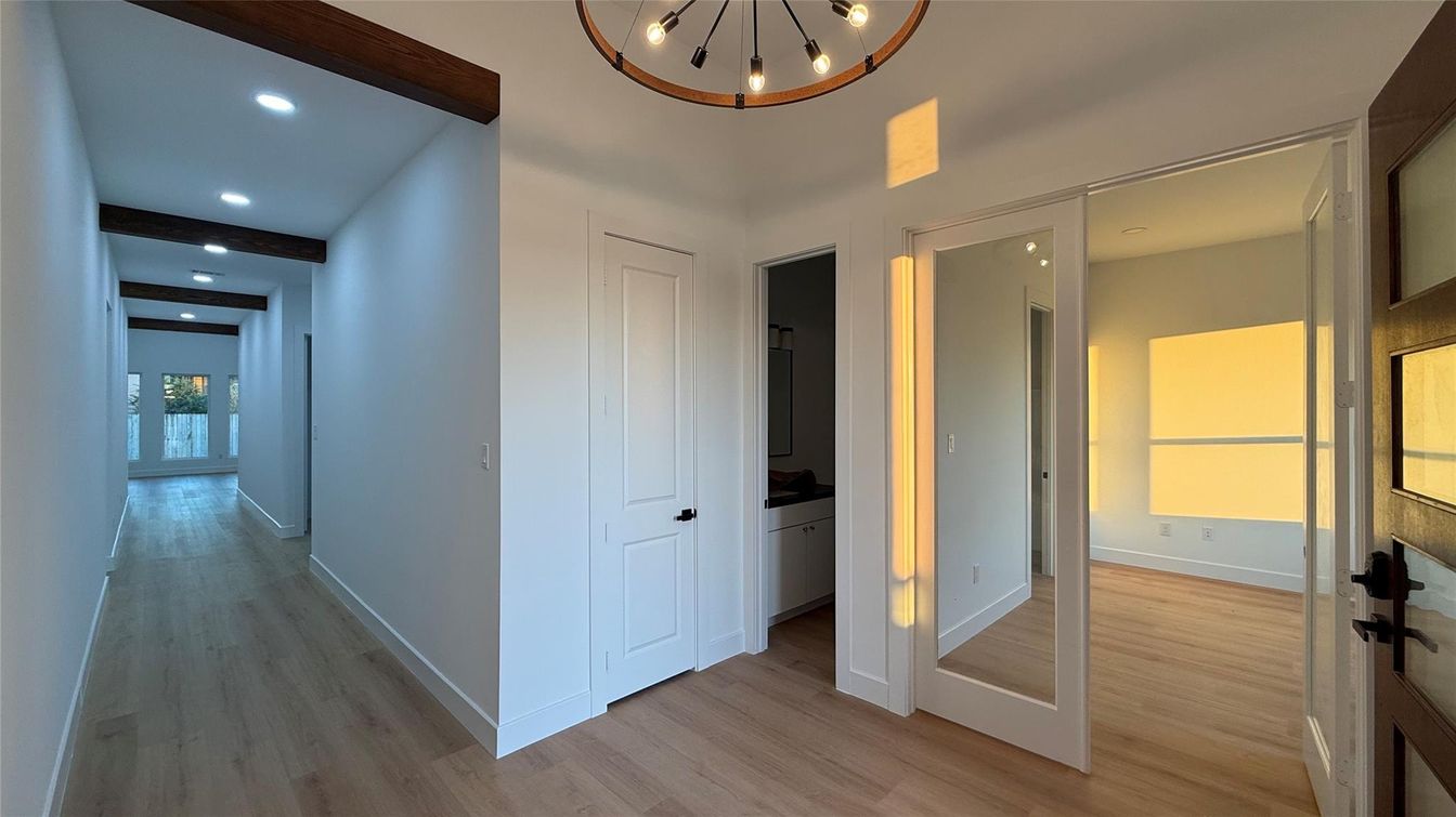 Interior, Recessed Lighting, Wooden Beams, Wood Texture Flooring