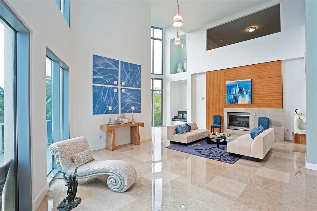 Fireplace, Interior, Living room, Pendant Lights, Recessed Lighting