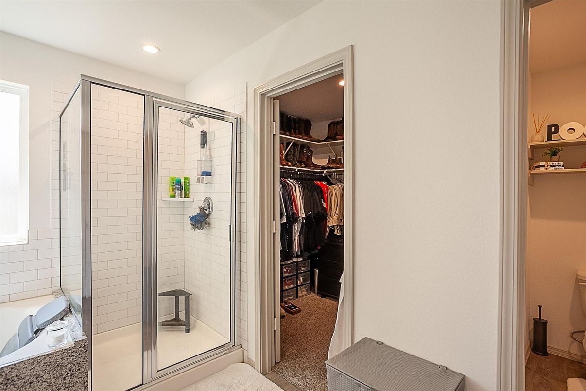 Bathroom, Glass Shower, Interior, Recessed Lighting, Walk-in Closets