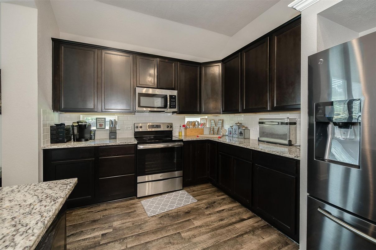 Interior, Kitchen, Stainless Steel Appliances, Wood Texture Flooring