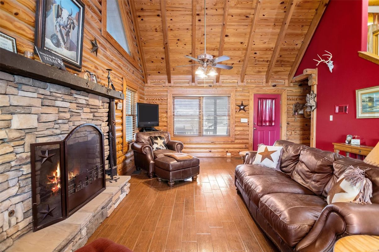 Fireplace, Interior, Living room, Stone Walls, Wooden Beams, Wooden Ceilings, Wood Texture Flooring, Wooden Walls