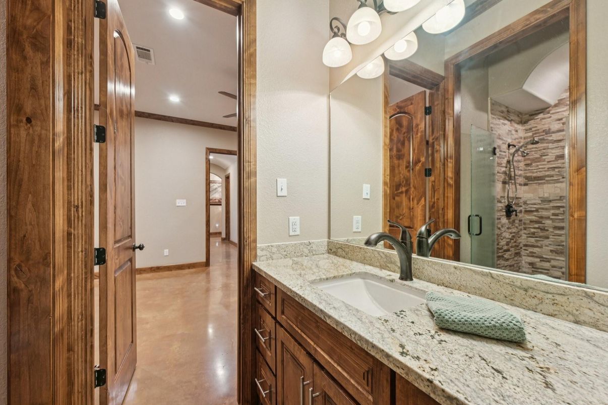 Bathroom, Glass Shower, Interior, Recessed Lighting