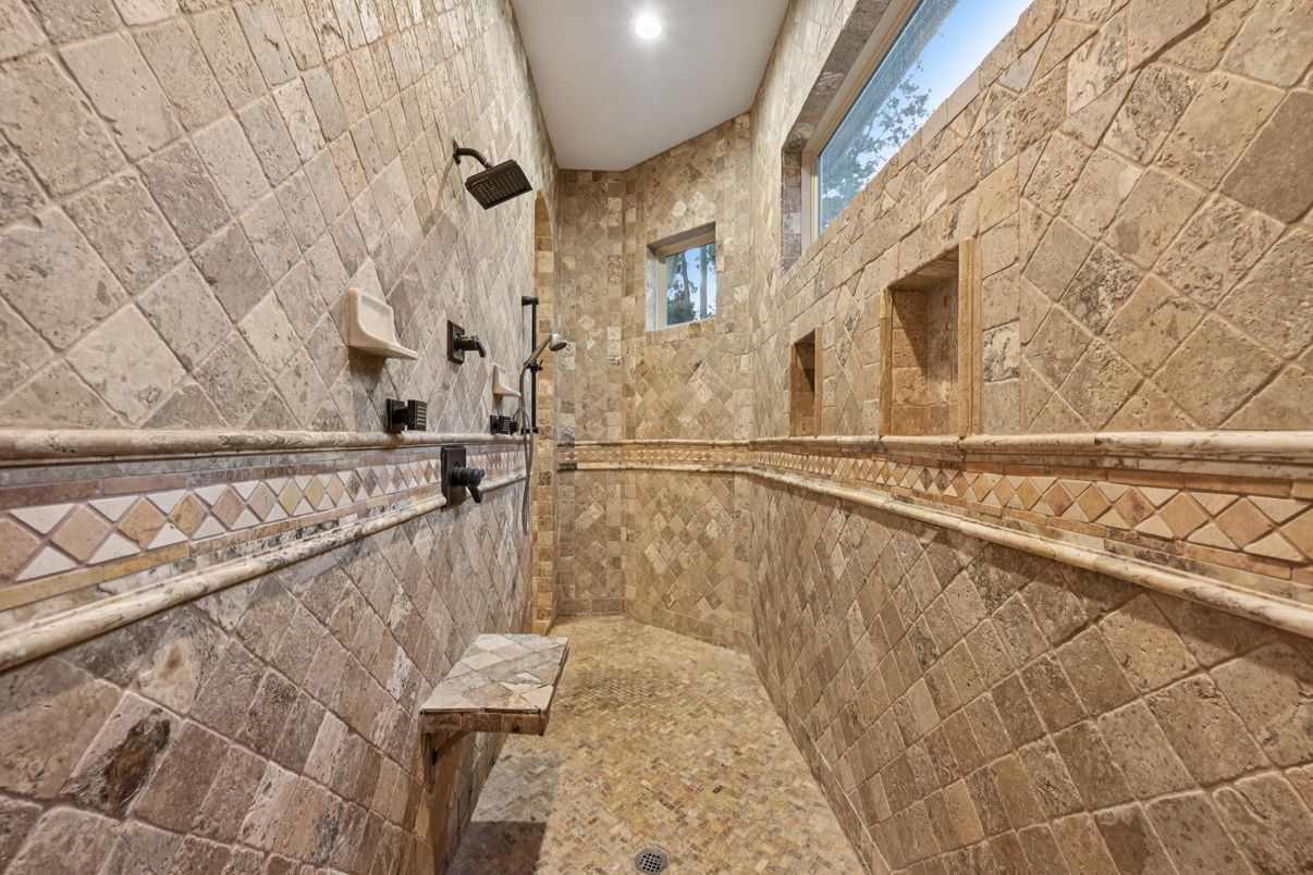Bathroom, Interior, Recessed Lighting, Stone Walls