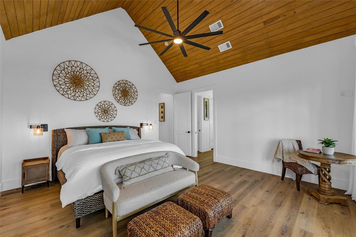 Bedroom, Interior, Wooden Ceilings, Wood Texture Flooring