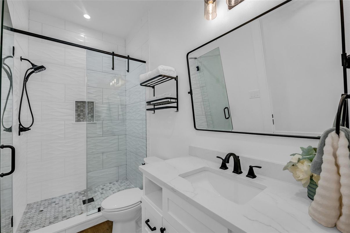 Bathroom, Glass Shower, Interior, Recessed Lighting