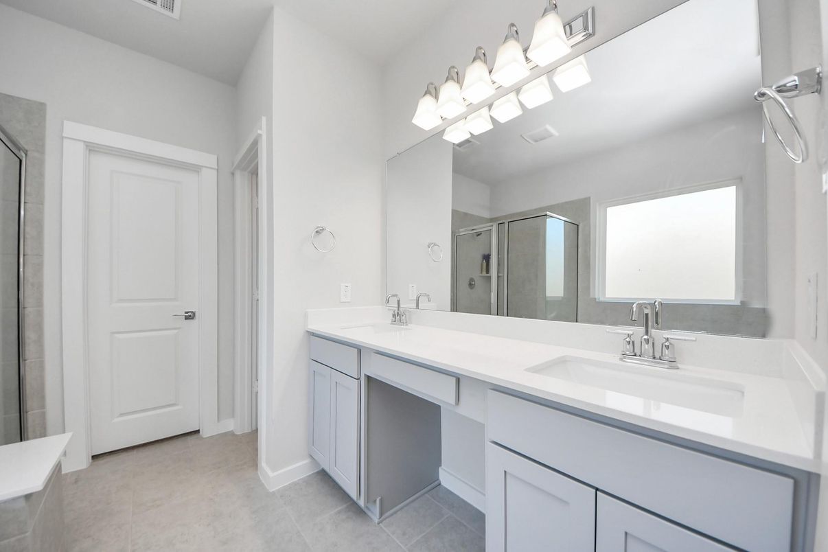 Bathroom, Dual Sink Vanities, Glass Shower, Interior