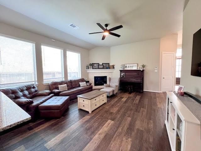 Fireplace, Interior, Living room, Piano, Wood Texture Flooring