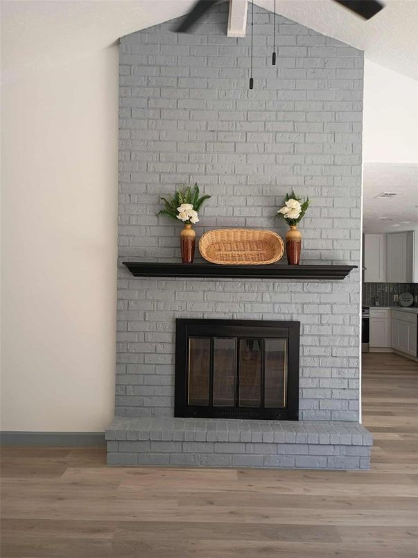 Fireplace, Interior, Stone Walls, Wood Texture Flooring