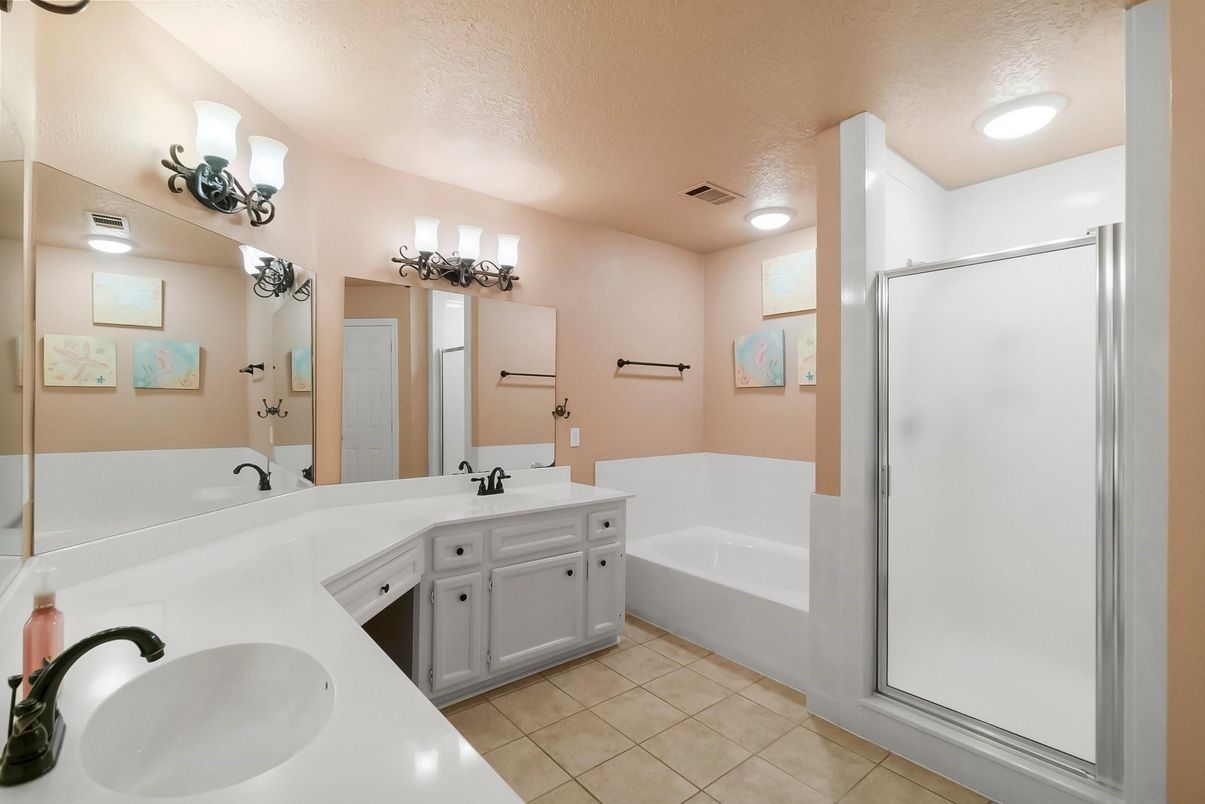 Bathroom, Dual Sink Vanities, Glass Shower, Interior, Recessed Lighting