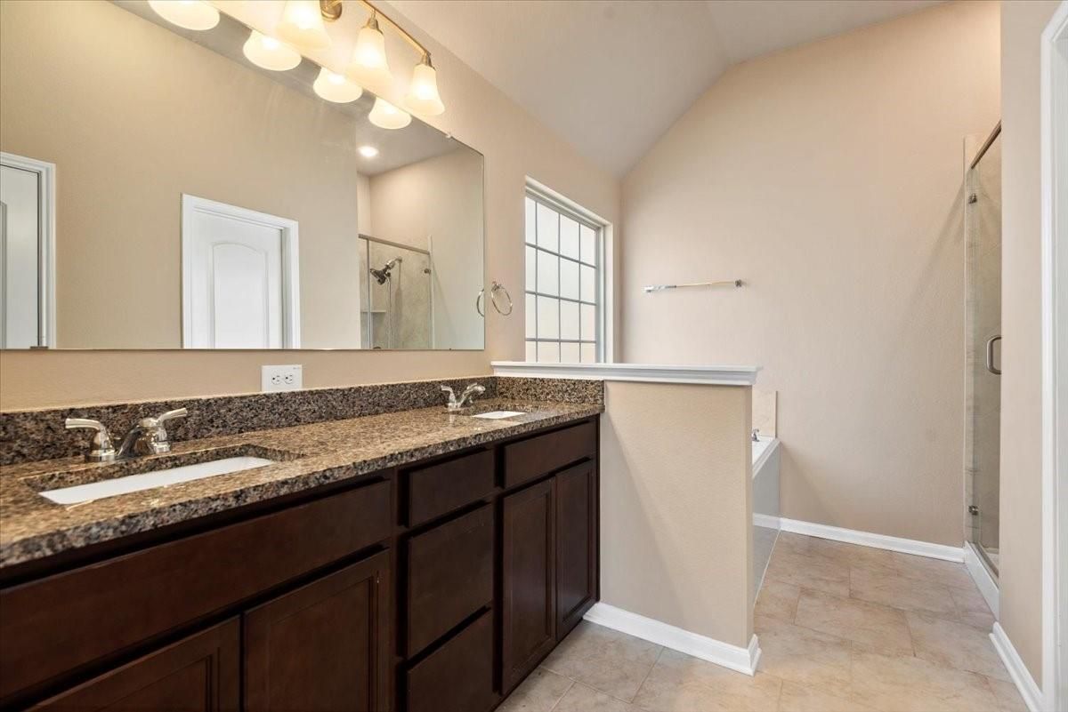 Bathroom, Dual Sink Vanities, Glass Shower, Interior