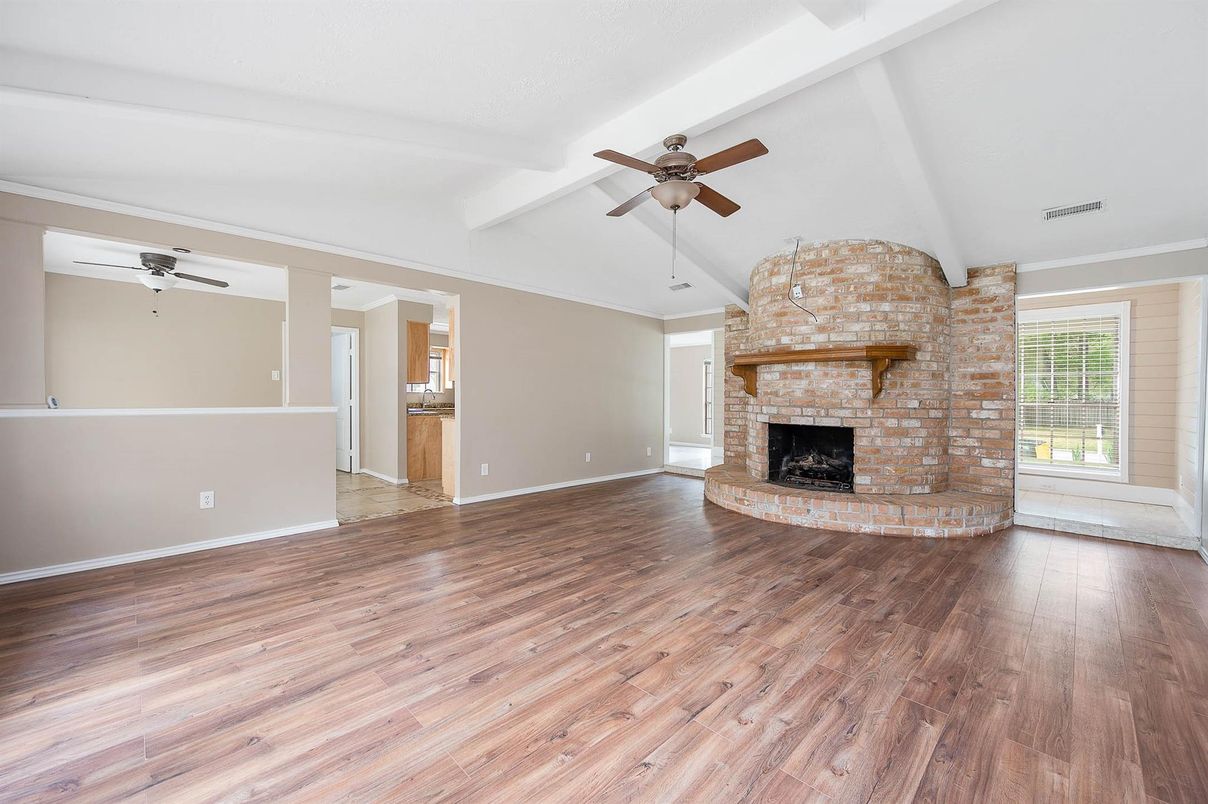 Empty room, Fireplace, Interior, Wood Texture Flooring