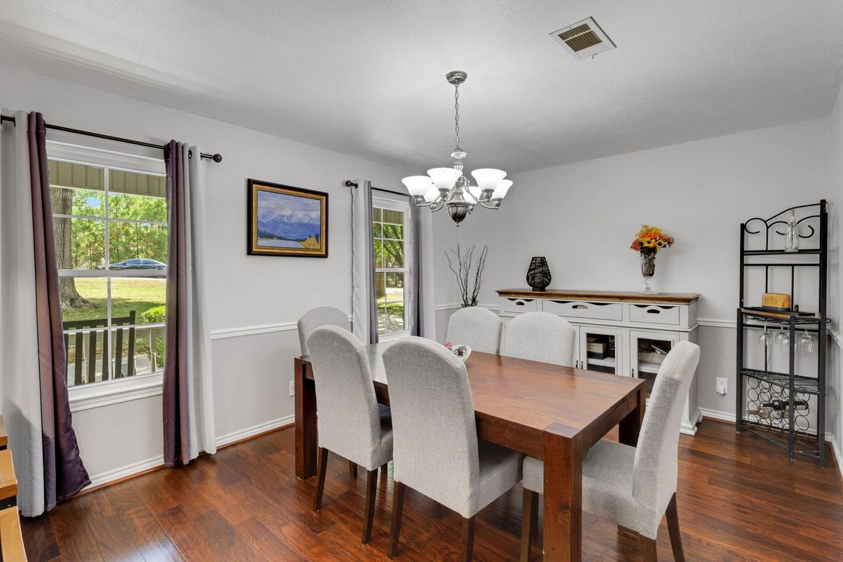 Chandelier, Dining room, Interior, Wood Texture Flooring