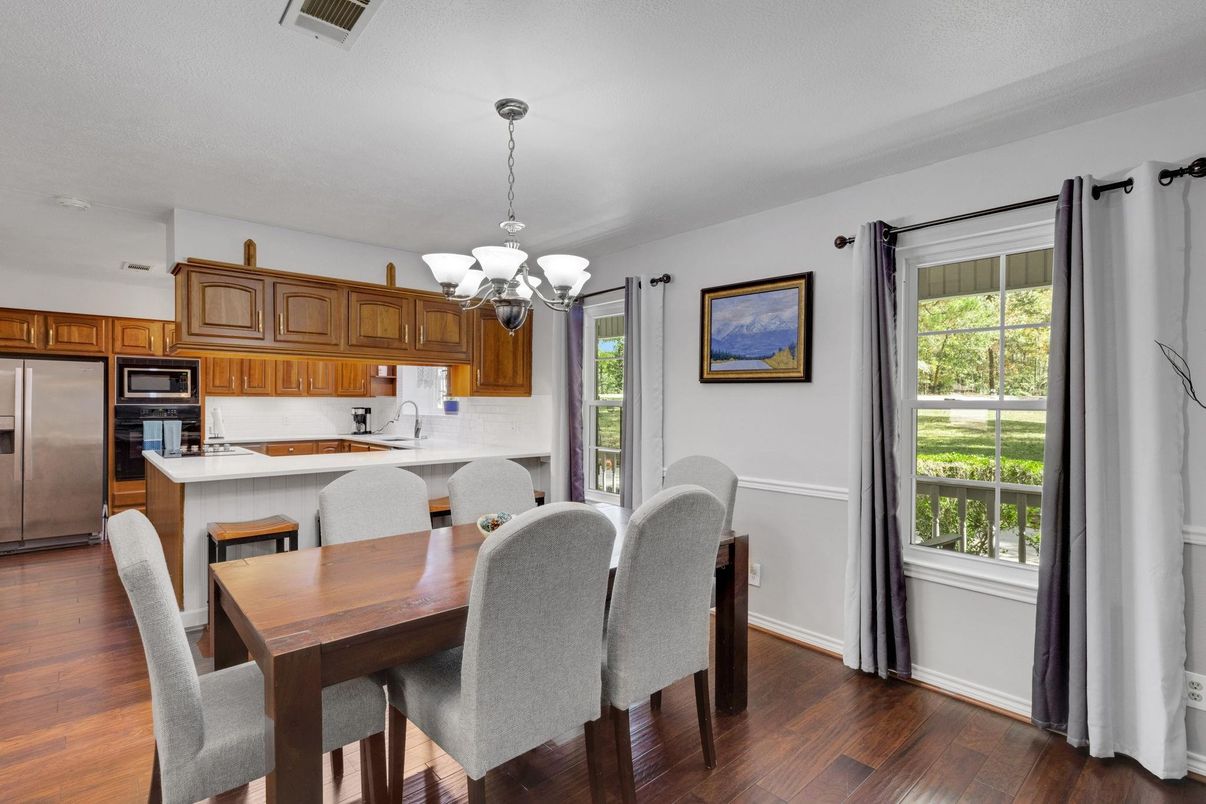 Chandelier, Dining room, Interior, Kitchen, Wood Texture Flooring
