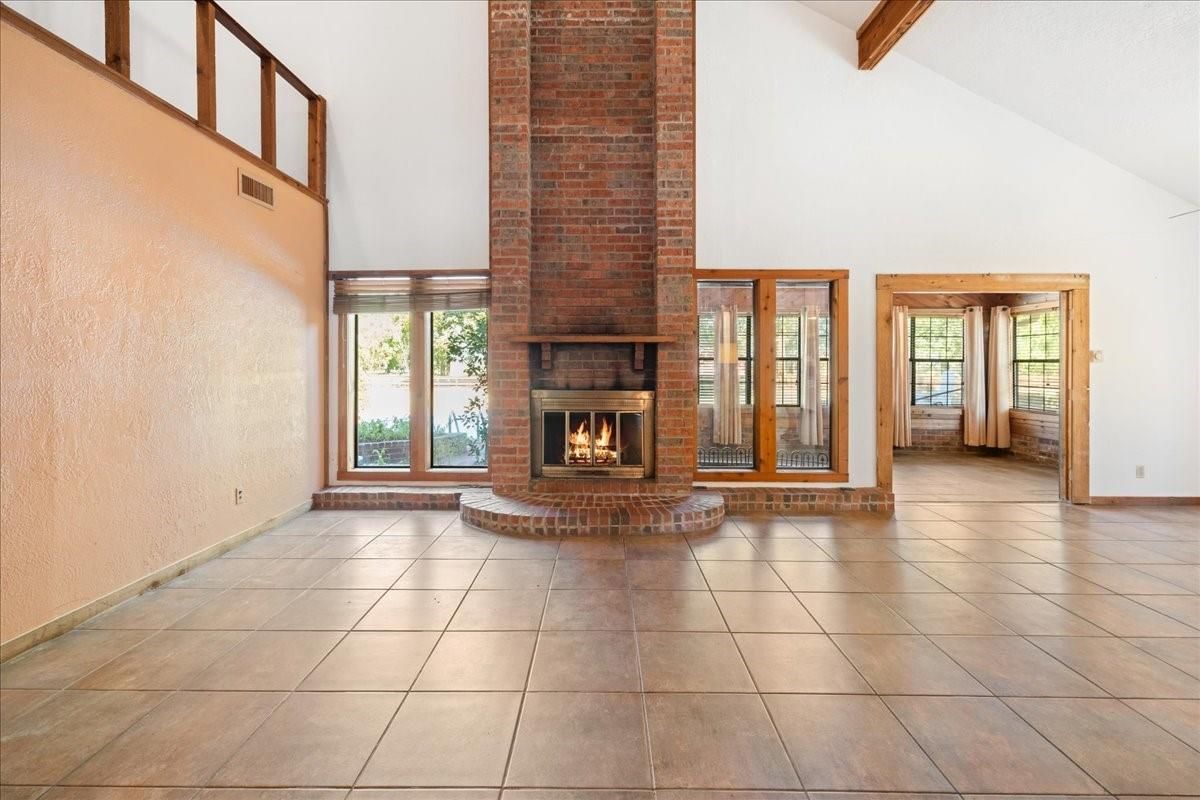 Fireplace, Interior, Stone Walls, Wooden Beams