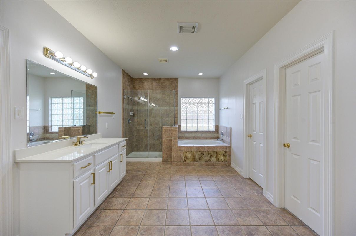 Bathroom, Glass Shower, Interior, Recessed Lighting