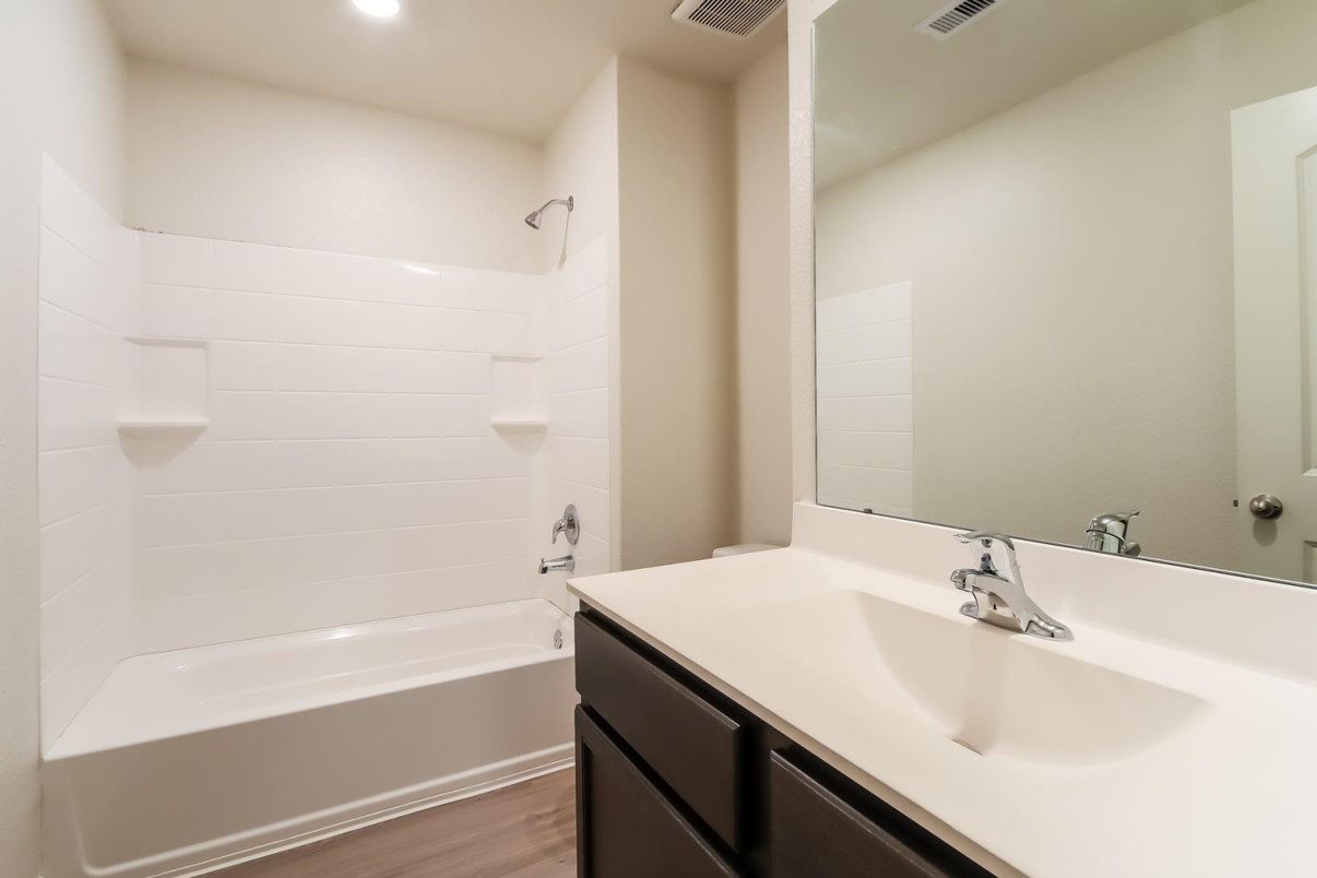 Bathroom, Interior, Recessed Lighting, Wood Texture Flooring